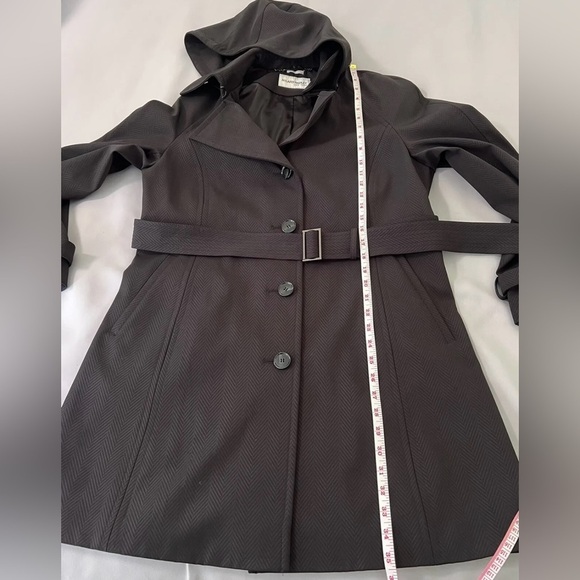 Hilary Radley New York 3/4 Length Trench Coat Belted Sz Medium Black - Picture 5 of 12